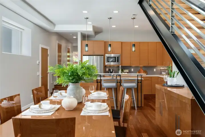 The open-concept layout includes a dedicated dining space The open-concept layout includes a dedicated dining space