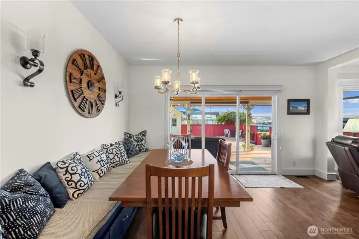 Dining Area with built in storage under seating