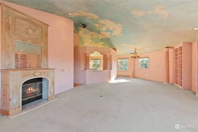 Vaulted ceilings with a mural of the sky