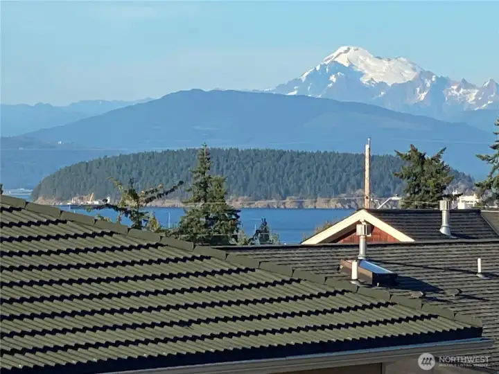 That is the most incredible mountain on the planet if you ask me.  Have you driven up to Artist’s Point yet at Mt Baker?  It is as unbelievable as this view.  This roof is made of steel with a coating to make them look like tiles.  It was pressure washed in July 2025.