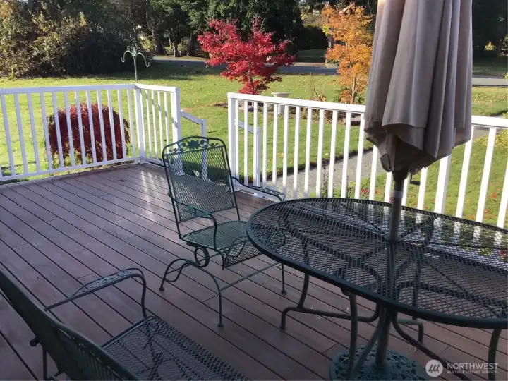 This beautiful deck is newer & on the westerly front side of the home so it gets nice afternoon & evening sunshine.