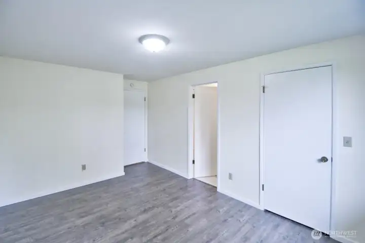 Primary bedroom has walk in closet and full bath