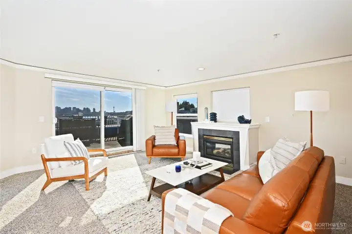 Cozy fireplace in living area