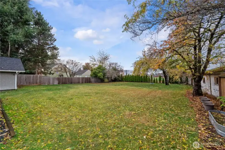 Huge level fully fenced backyard