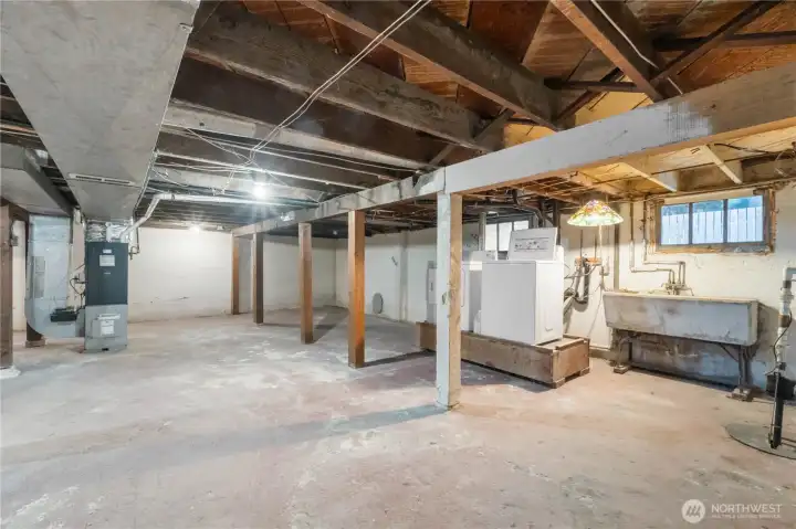 Unfinished basement offers lots of possibilities