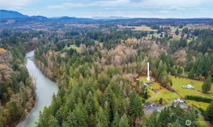 Arrow indicates home location