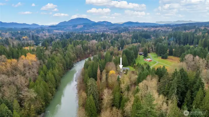 Arrow indicates home location