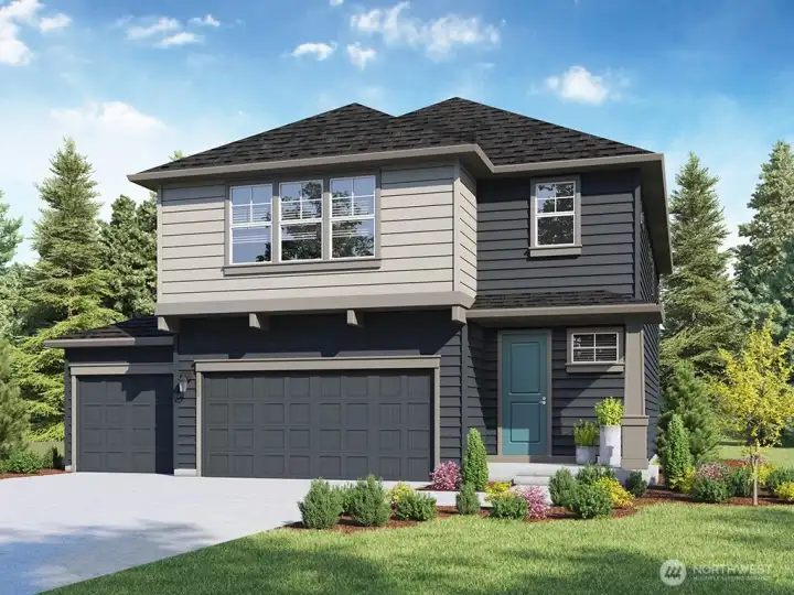 Sellwood Plan Marketing Rendering - Depictions of homes or other features are artist conceptions. Hardscape, landscape, and other items shown may be decorator suggestions that are not included in the purchase price and availability may vary. No view is promised. Views may also be altered by subsequent development, construction and tree growth and landscaping.