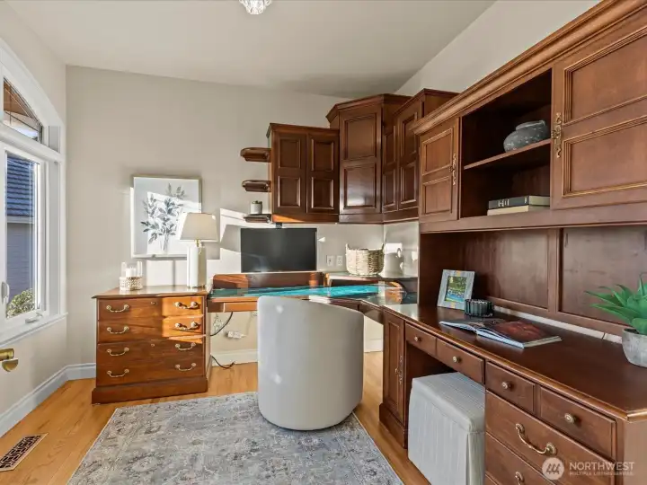 Home office on main floor with built-ins.