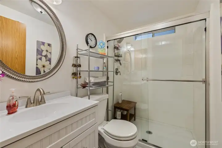 Hall bathroom with walk-in shower