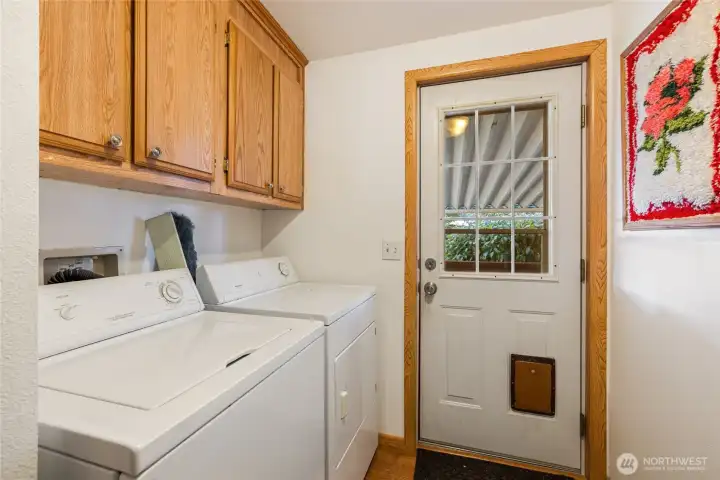 Separate utility room with back door