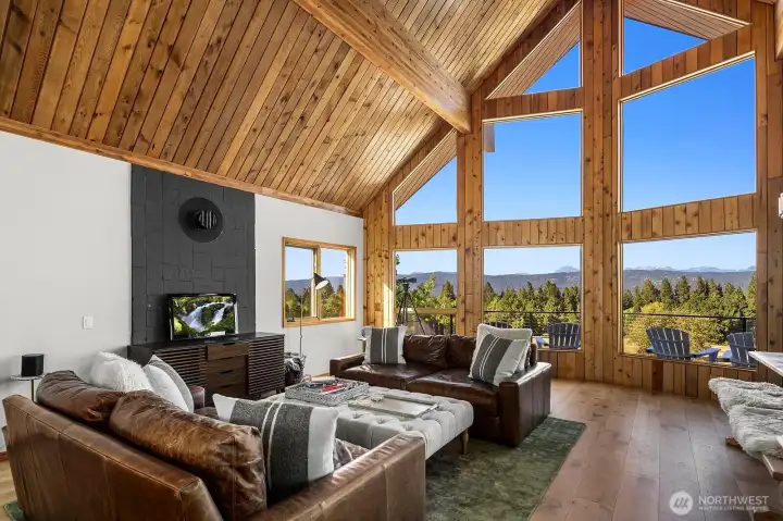 RH design luxe sofas offer cozy seating and gas line fireplace ready to go.