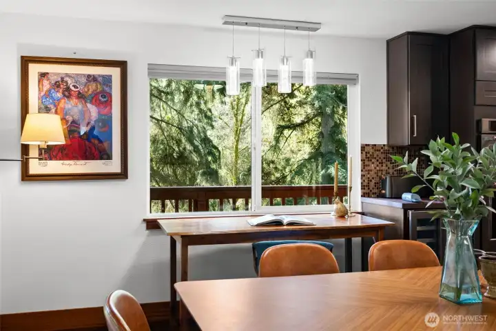 Dining room with fantastic light and deck