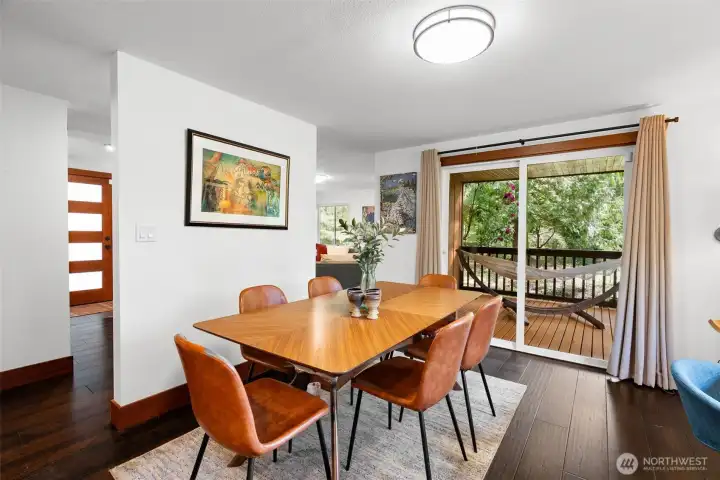 Inviting deck off dining room
