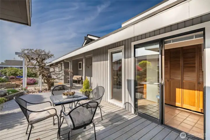 Enjoy the courtyard views at sunset