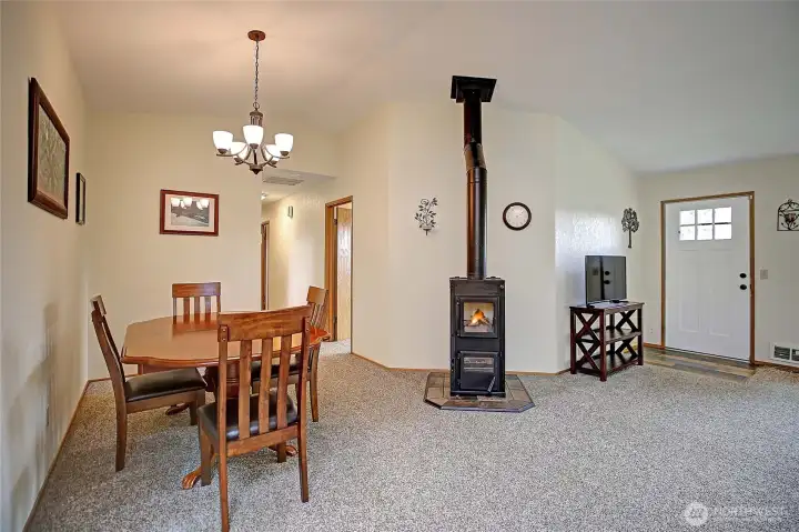 Central Air Heat Pump, PLUS Newer Gravity Fed Pellet Stove that Creates a Cozy Winter Atmosphere for Clean, Efficient Heat~