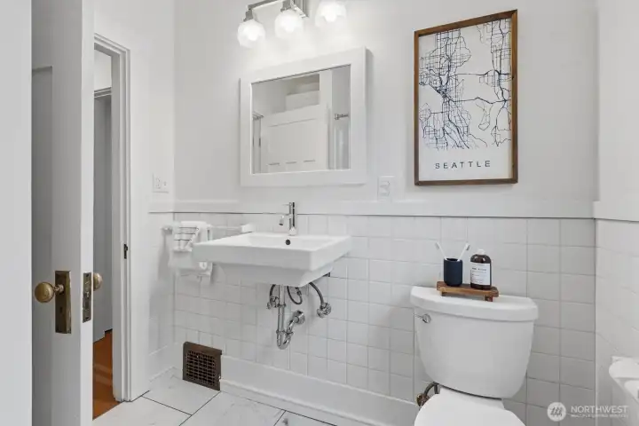 Main level full bathroom was remodeled in 2019
