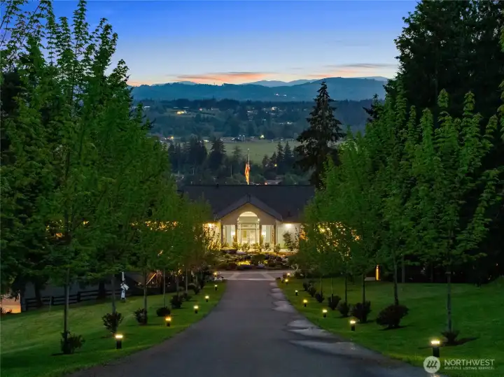 Twilight again. Lighted path guides your way.