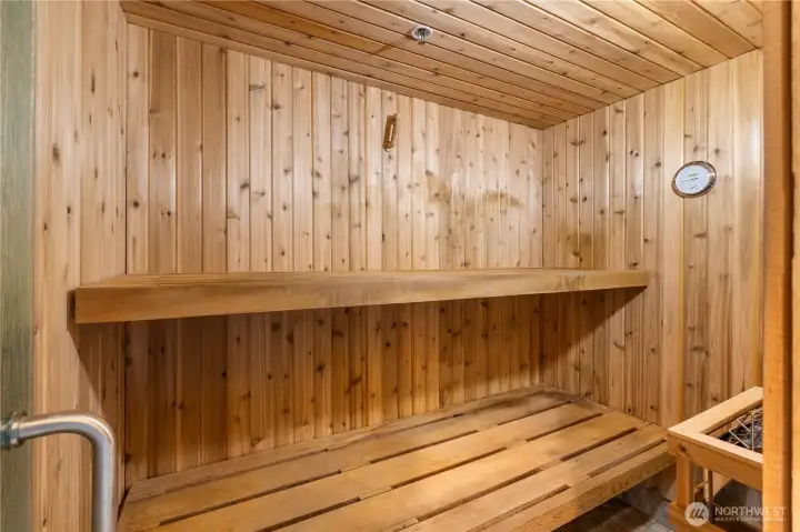 And here is the sauna. Hose bib-running water in sauna to cool down and or cleanup.