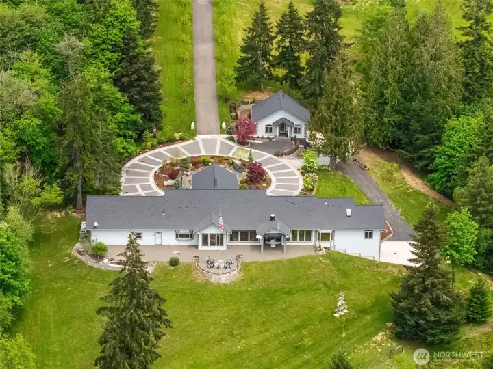 View of beautiful home from the back side.