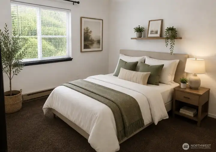 Virtually Staged Master bedroom