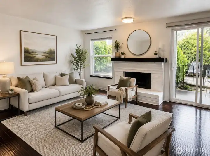 Virtually staged living room