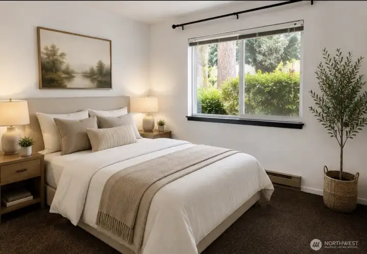 Virtually staged seconfd bedroom