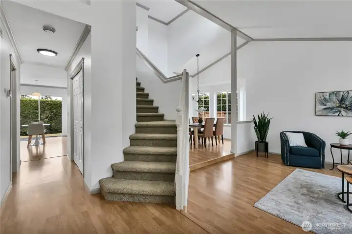 Step inside to vaulted ceilings and new carpet.