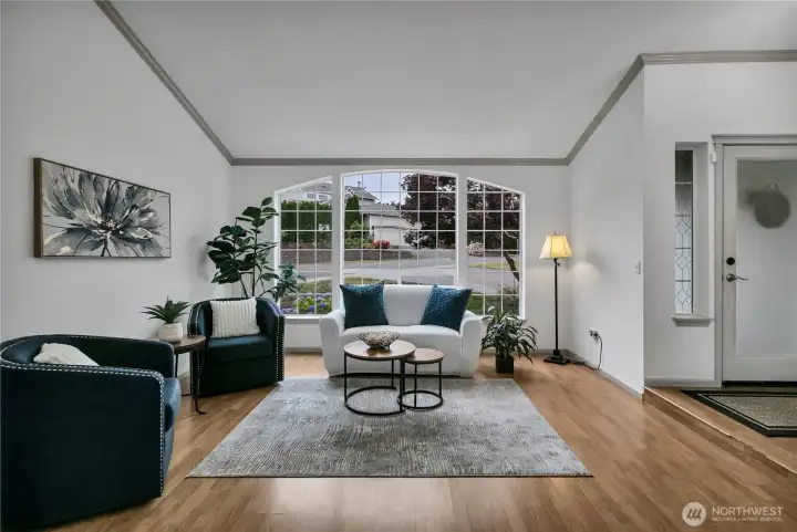 Living room & front door on the right.