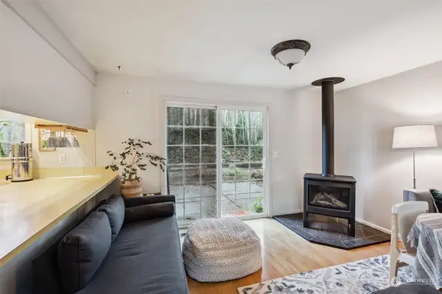 Wood stove in Dining Room