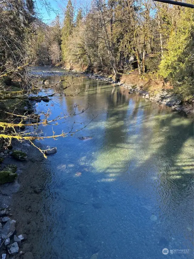 Larger creek that runs through the community. Looking downstream.