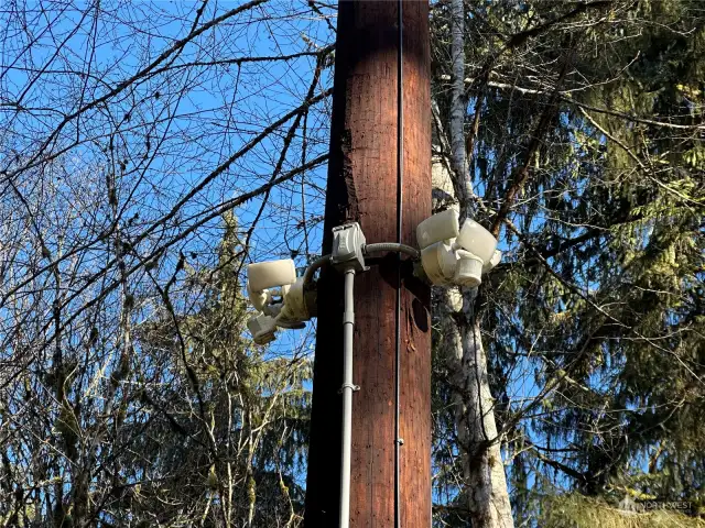 Motion Sensor lighting on power pole.