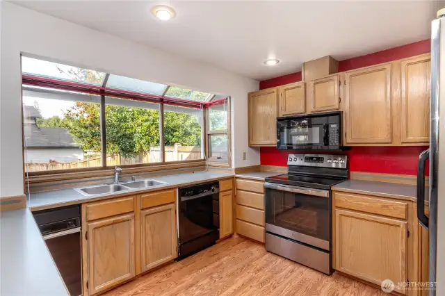 Kitchen with Garden window.