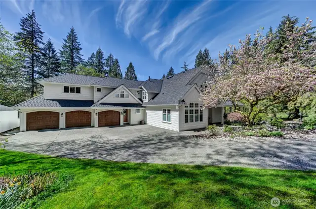 Three car garage, and lots of off street parking for guests. Handy storage shed to the left of the garage for gardening equipment.