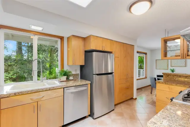 Smart storage solutions include slide outs in every cabinet.
