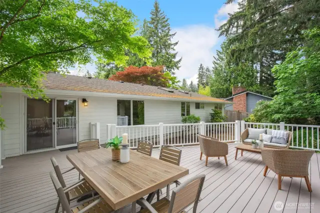 Oversized rear deck offers privacy and added living space.