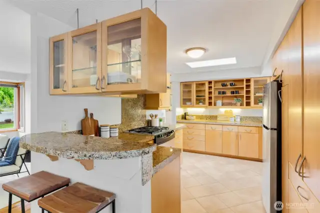 Large kitchen with ample storage.