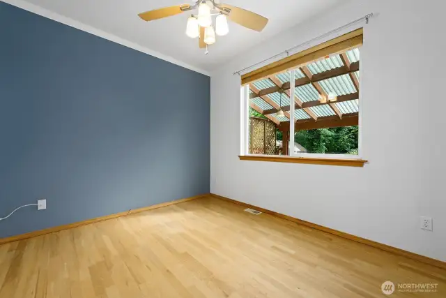 Dining room that overlooks backyard.
