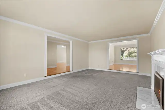 From the living room to the entry and dining room
