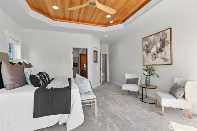 An elegantly appointed ceiling ads even more luxury to your own "haven".