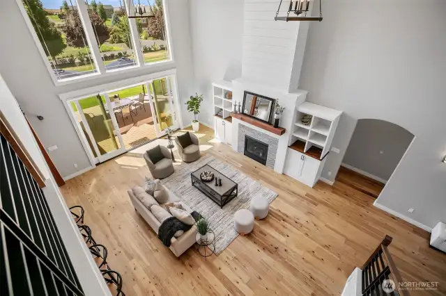 Up the stairs, you will find a large central space and three more bedrooms.
