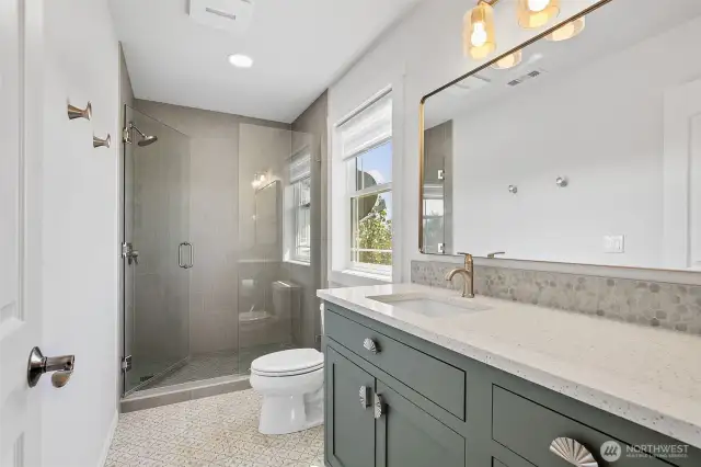 An on-suite 3/4 bath all for bedroom #3!