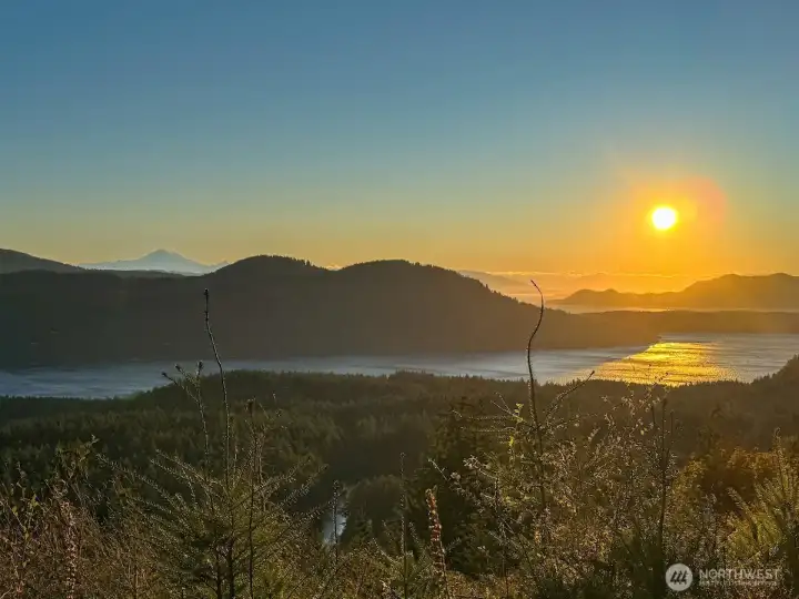 Summer sunsets to the northwest over the San Juan Archipelago.