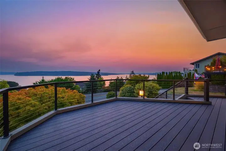 Sunset views from main floor deck