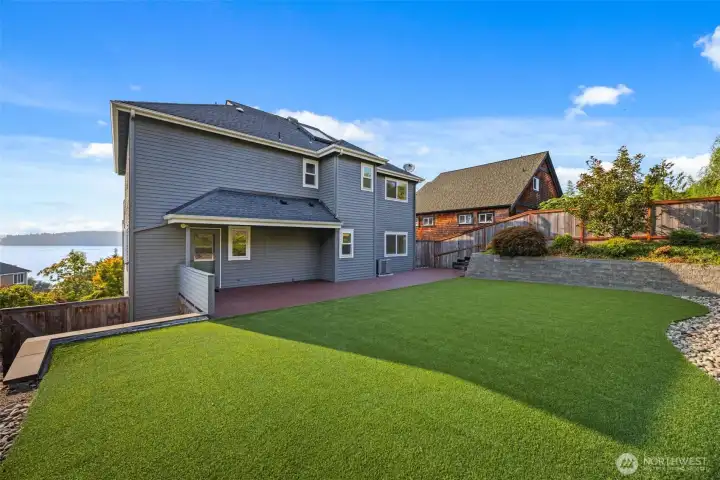 Fenced turf yard