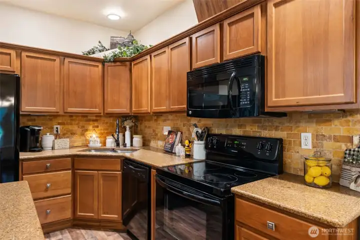 Lots of cabinets and countertops.