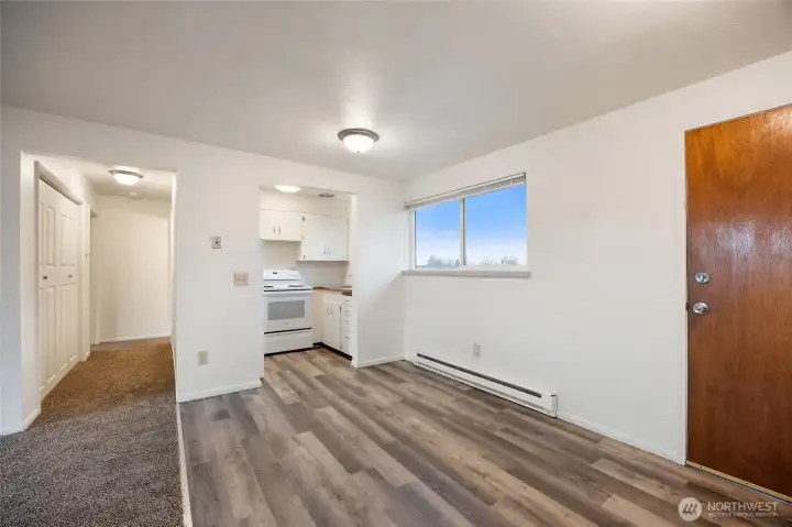 One of the updated units with vinyl flooring