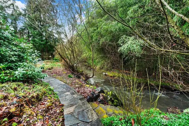 Coal Creek cuts directly through the backyard giving you a private front-row seat to all its natural beauty.