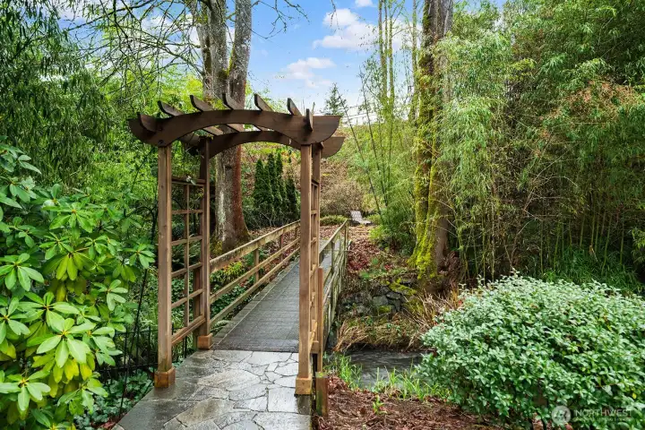 Imagine your own personal bridge crossing lovely Coal Creek. Hops are currently planted at the base of the bridge and can be trained along the trellises as the vines grow throughout the summer to make it even more magical.