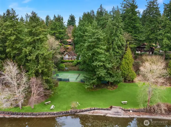 Beaux Arts Beach and tennis courts.